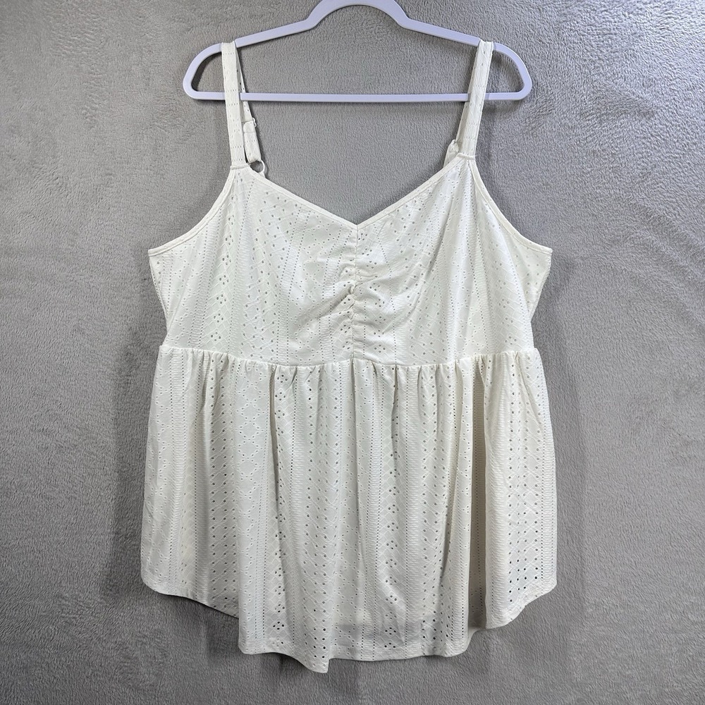 Bloomchic Tank Top Eyelet Babydoll Blouse Sz 18/20 Ivory‎ Festival Cottagecore